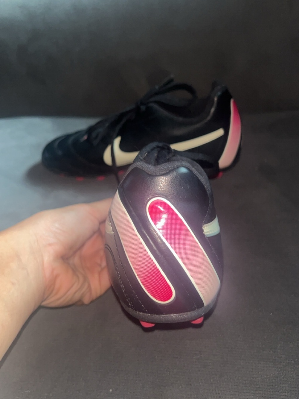 Nike Kids Black and Pink Soccer Shoes